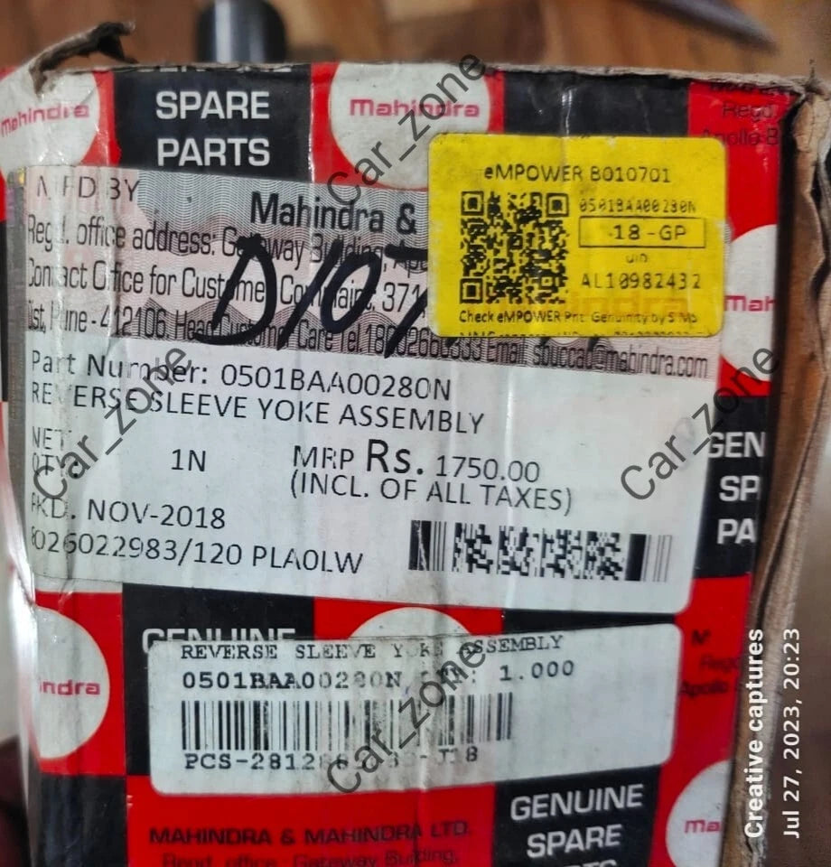 Reverse Sleeve Yoke Assy For Mahindra Maximo Mahindra Supro 2011 to 2019 0501BAA00280N