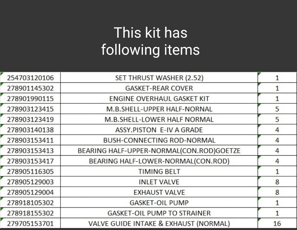 Kit de reconstrucción de motor original OEM para camioneta Tata Xenon 2.2, tamaño estándar