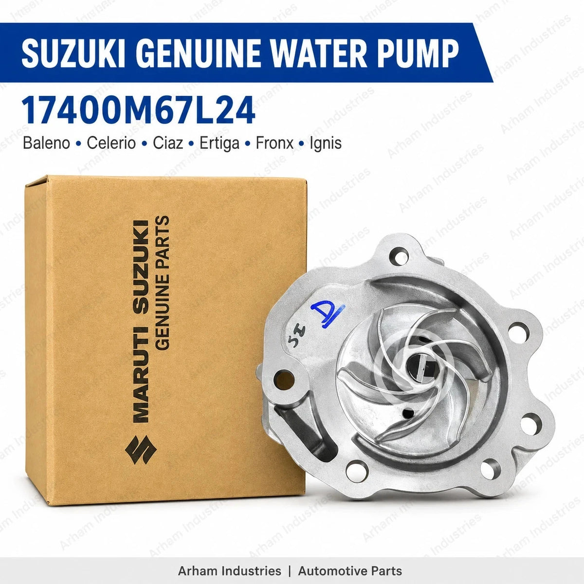 Suzuki Genuine Water Pump for Baleno Celerio Ciaz Ertiga Fronx Ignis 17400M67L24
