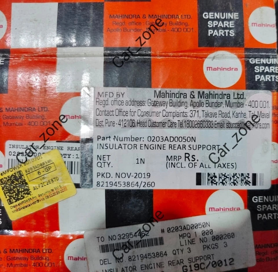 Rear Insulator Engine Support For Mahindra Bolero 2005 to 2018 0203AD0050N